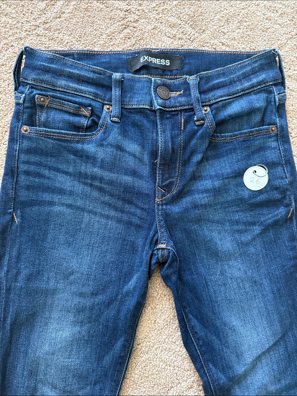 Express Dark Blue Skinny Jeans - Express - Picture 2 of 4